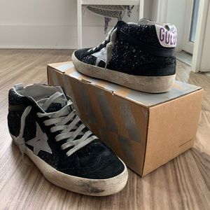 Golden Goose Mid Star Black Glitter